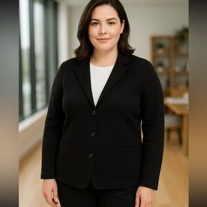 J.Crew Women’s Size 2X Black Three-Button Sweater Blazer Business Casual